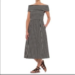 Striped Off-the-Shoulder Sleeveless Dress